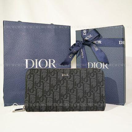 すぐ届く∞Dior国内発■ディオールオブリークジャカード 長財布
